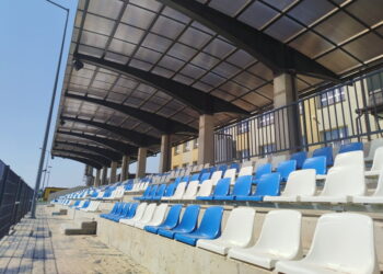 Modernizowany stadion w Bielinach prawie gotowy. Otwarcie jeszcze w tym roku