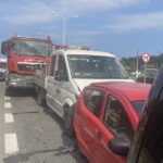 26.08.2024. Kielce. Wypadek przy ulicy Krakowskiej. / Fot. Dionizy Krawczyński - Radio Kielce