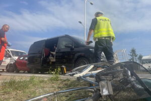 26.08.2024. Kielce. Wypadek przy ulicy Krakowskiej. / Fot. Dionizy Krawczyński - Radio Kielce