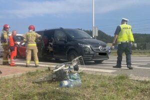 26.08.2024. Kielce. Wypadek przy ulicy Krakowskiej. / Fot. Dionizy Krawczyński - Radio Kielce