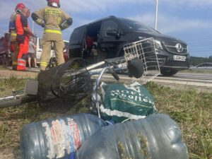 26.08.2024. Kielce. Wypadek przy ulicy Krakowskiej. / Fot. Dionizy Krawczyński - Radio Kielce