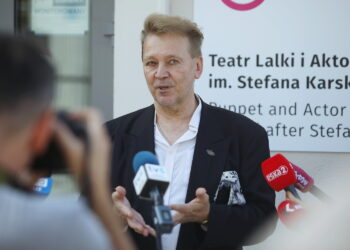 19.08.2024. Kielce. Teatr Lalki i Aktora Kubuś. Konferencja prasowa. Na zdjęciu: Piotr Bogusław Jędrzejczak - dyrektor Teatru Lalki i Aktora Kubuś / Fot. Wiktor Taszłow - Radio Kielce