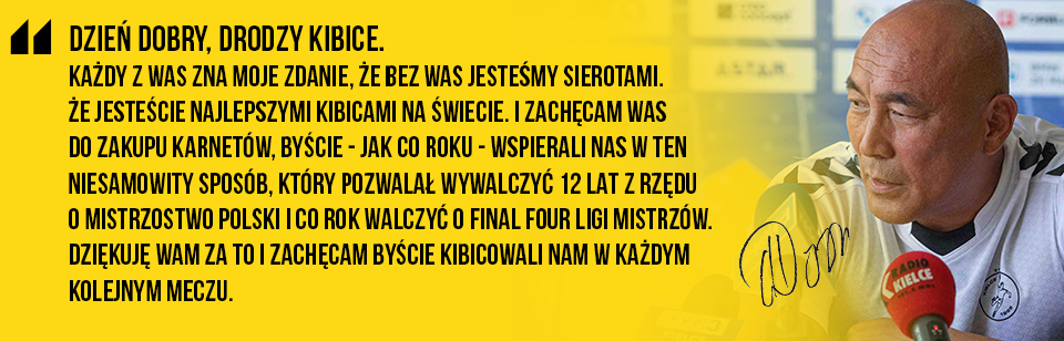 „Bez Was jesteśmy sierotami”. Apel Talanta Dujszebajewa do kibiców - Radio Kielce