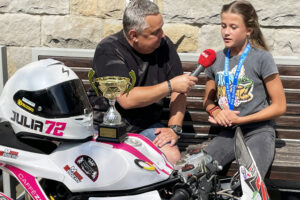 8.08.2024 Na zdjęciu: Julia "TADDY" Jantarska brązowa medalistka w Mistrzostwach Europy 2024 w Mini Road Racing Mini Bike 160 / Fot. Aleksandra Kwaśniewska - Radio Kielce