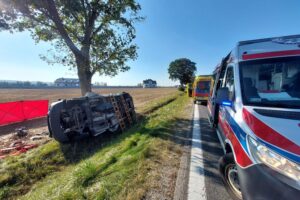 21.09.2024. Wypadek na drodze krajowej nr 74 w okolicy Lechowa / Fot. Straż Pożarna