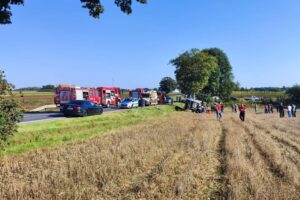 21.09.2024. Wypadek na drodze krajowej nr 74 w okolicy Lechowa / Fot. Na Drodze Świętokrzyskie / Facebook