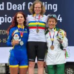 09.09.2024. Masłów. Mistrzostwa Świata w Kolarstwie Szosowym Osób Niesłyszących i Niedosłyszących. Medalistki w sprincie / Fot. Kolarstwo Niesłyszących - Polish national team - Facebook