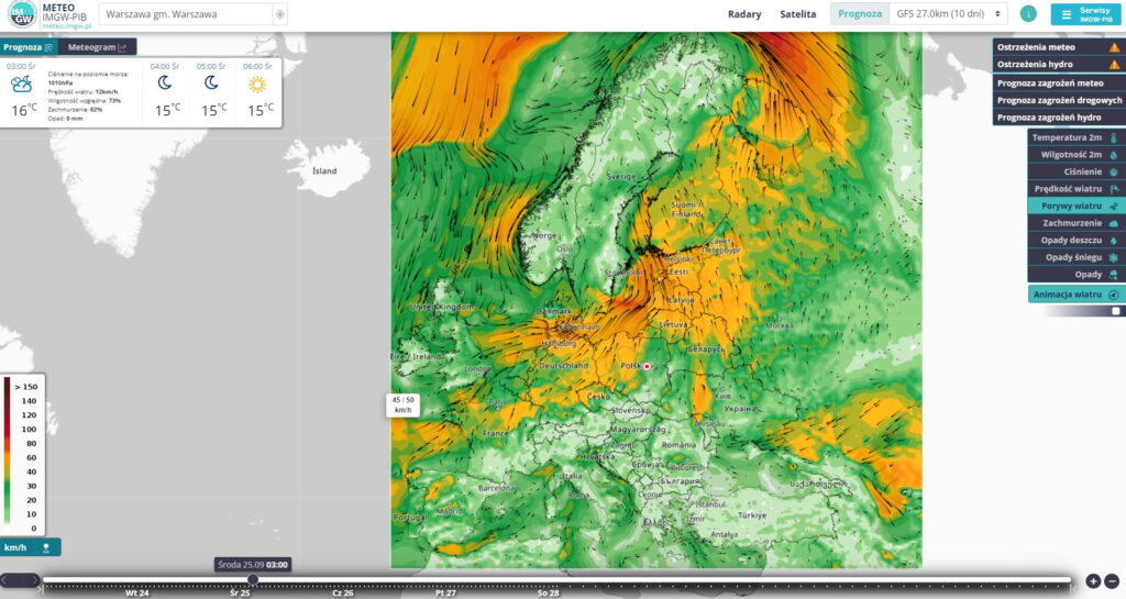 Fot. Prognoza IMGW na środę (25 września)