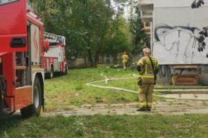 16.09.2024. Kielce. Pożar w bloku przy ul. Grunwaldzkiej / Fot. Aleksandra Kwaśniewska - Radio Kielce