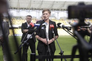 09.09.2024. Kielce. Prezentacja nowego prezesa Korony Kielce. Na zdjęciu: Agata Wojda - prezydent Kielc / Fot. Jarosław Kubalski - Radio Kielce