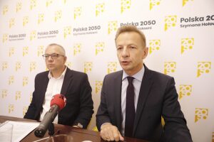 16.09.2024. Kielce. Konferencja prasowa. Na zdjęciu (od lewej): Arkadiusz Kubiec i Rafał Kasprzyk / Fot. Jarosław Kubalski - Radio Kielce