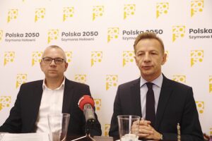 16.09.2024. Kielce. Konferencja prasowa. Na zdjęciu (od lewej): Arkadiusz Kubiec i Rafał Kasprzyk / Fot. Jarosław Kubalski - Radio Kielce