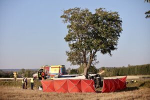 21.09.2024. Wypadek na drodze krajowej nr 74 w okolicy Lechowa / Fot. Jarosław Kubalski - Radio Kielce