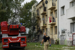 16.09.2024. Kielce. Pożar w bloku przy ul. Grunwaldzkiej / Fot. Aleksandra Kwaśniewska - Radio Kielce