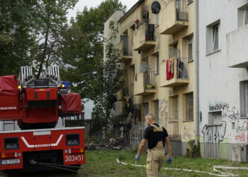 16.09.2024. Kielce. Pożar w bloku przy ul. Grunwaldzkiej / Fot. Aleksandra Kwaśniewska - Radio Kielce