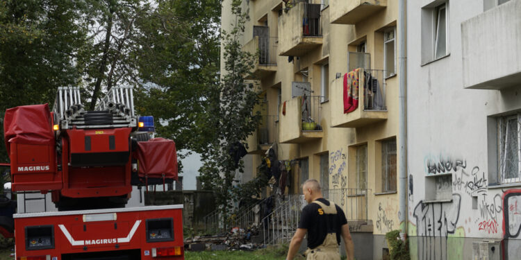 16.09.2024. Kielce. Pożar w bloku przy ul. Grunwaldzkiej / Fot. Aleksandra Kwaśniewska - Radio Kielce