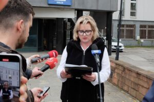 31.10.2024. Kielce. KCK. Konferencja przewodniczącej rady miasta i gminy Bodzentyn, Agnieszki Barcikowskiej. Na zdjęciu: Agnieszka Barcikowska / Fot. Jarosław Kubalski - Radio Kielce