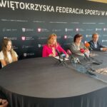 25.10.2024. Kielce. Konferencja prasowa przed IV Olimpiadą Świętokrzyską. Na zdjęciu (od lewej): Anita Koniusz - członek Zarządu Województwa, Marta Orłowska - wiceprezes Świętokrzyskiej Federacji Sportu, Sławomir Kołodziej - dyrektor biura Świętokrzyskiej Federacji Sportu i Piotr Kisiel - Dyrektor Departamentu Edukacji, Sportu, Turystyki i Spraw Zagranicznych Urzędu Marszałkowskiego Województwa Świętokrzyskiego / Fot. Kamil Król - Radio Kielce