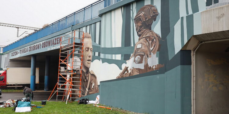 04.11.2024 Kielce. Mural patriotyczny przy ulicy Grunwaldzkiej / Fot. Radosław Majkowski - Radio Kielce