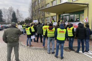 13.12.2024. Grzybów "Siarkopol". Protest związkowców / Fot. Grażyna Szlęzak - Radio Kielce