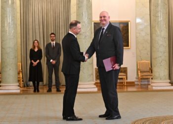 09.12.2024. Warszawa. Prezydent RP Andrzej Duda i Bogdan Święczkowski - prezes Trybunału Konstytucyjnego. Fot. PAP/Radek Pietruszka