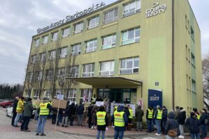 13.12.2024. Grzybów "Siarkopol". Protest związkowców / Fot. Grażyna Szlęzak - Radio Kielce