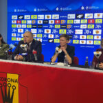 10.12.2024. Kielce. Konferencja prasowa. Na zdjęciu (od lewej): Joanna Wierzchowska - członek rady nadzorczej Korona S.A., Krzysztof Hajdamowicz - przewodniczący Rady Nadzorczej Korona S.A., Agata Wojda - prezydent Kielc, Ewelina Włodarczyk - członek Rady nadzorczej Korona S.A. / Fot. Radio Kielce