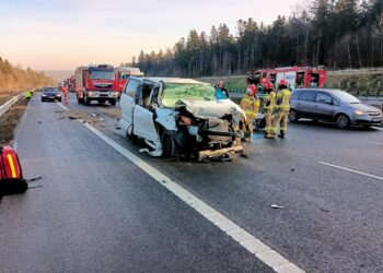 27.01.2025. Skarżysko-Kamienna. Trasa S7. Śmiertelny wypadek / Fot. mł. bryg. Daniel Kiełek - Straż Pożarna