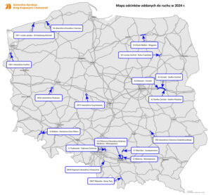 Mapa odcinków dróg, które GDDKiA oddała do ruchu w 2024 roku / źródło: GDDKiA