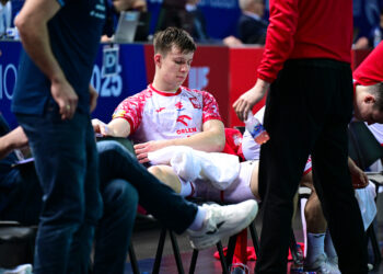 Mecz Polska - USA. Na zdjęciu: Michał Olejniczak/ Fot. Paweł Bejnarowicz / ZPRP