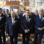 28.08.2022. Górno. Dożynki powiatu kieleckiego i gminy Górno. Na zdjęciu (od lewej): Mirosław Gębski - starosta kielecki, poseł Krzysztof Lipiec, Cezary Majcher - członek zarządu, Stefan Bąk - członek zarządu powiatu kieleckiego. / Fot. Jarosław Kubalski - Radio Kielce.