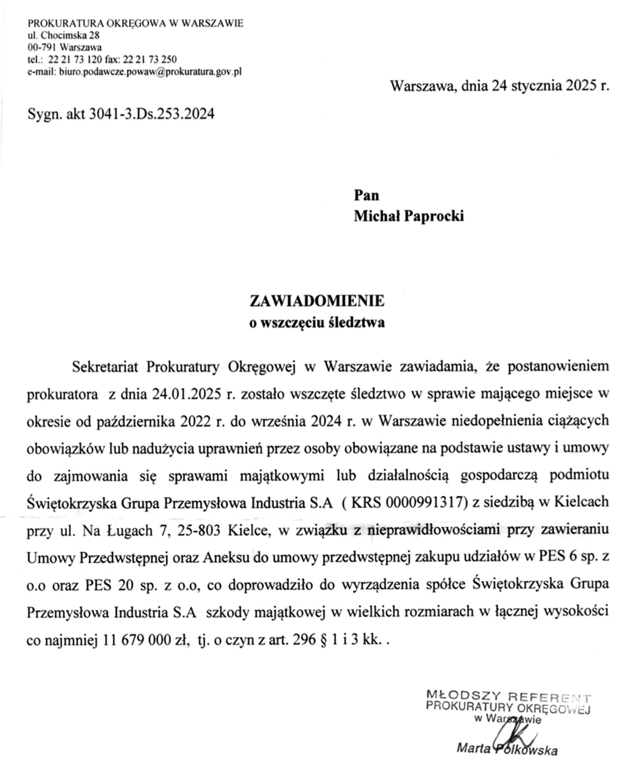 Prokuratura wszczęła śledztwo. Chodzi o miliony złotych strat w ŚGP Industria - Radio Kielce