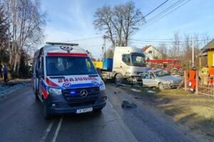 23.01.2025. Stradlice. Wypadek. / Fot. PSP Kazimierza Wielka