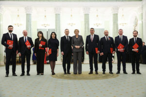 03.02.2025. Warszawa. Uroczystości dokonania zmian w kierownictwie Kancelarii Prezydenta RP oraz kierownictwie Biura Bezpieczeństwa Narodowego w Pałacu Prezydenckim w Warszawie / Fot. PAP/Leszek Szymański