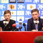 11.02.2025. Kielce. Konferencja prasowa w sprawie przedstawienia nowego inwestora Korony Kielce. Na zdjęciu (od lewej): Agata Wojda - prezydentka Kielc i Mariusz Siewierski / Fot. Wiktor Taszłow - Radio Kielce