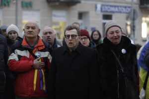 24.02.2025. Kielce. Pikieta „Solidarni z Ukrainą — To nasza wspólna wojna". / Fot. Jarosław Kubalski - Radio Kielce