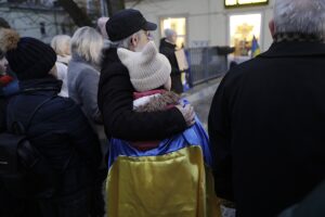 24.02.2025. Kielce. Pikieta „Solidarni z Ukrainą — To nasza wspólna wojna". / Fot. Jarosław Kubalski - Radio Kielce