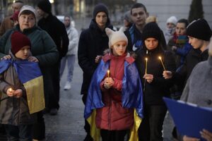 24.02.2025. Kielce. Pikieta „Solidarni z Ukrainą — To nasza wspólna wojna". / Fot. Jarosław Kubalski - Radio Kielce