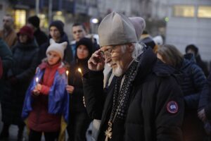 24.02.2025. Kielce. Pikieta „Solidarni z Ukrainą — To nasza wspólna wojna". / Fot. Jarosław Kubalski - Radio Kielce