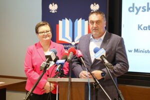 17.03.2025. Kielce. Konferencja prasowa Katarzyny Lubnauer, wiceminister edukacji. / Fot. Wiktor Taszłow - Radio Kielce