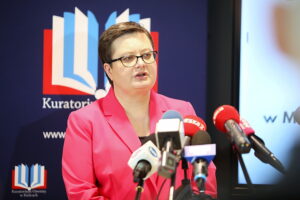 17.03.2025. Kielce. Konferencja prasowa Katarzyny Lubnauer, wiceminister edukacji. / Fot. Wiktor Taszłow - Radio Kielce