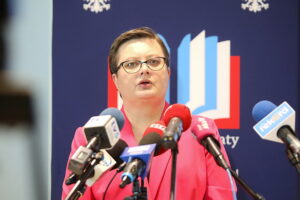 17.03.2025. Kielce. Konferencja prasowa Katarzyny Lubnauer, wiceminister edukacji. / Fot. Wiktor Taszłow - Radio Kielce