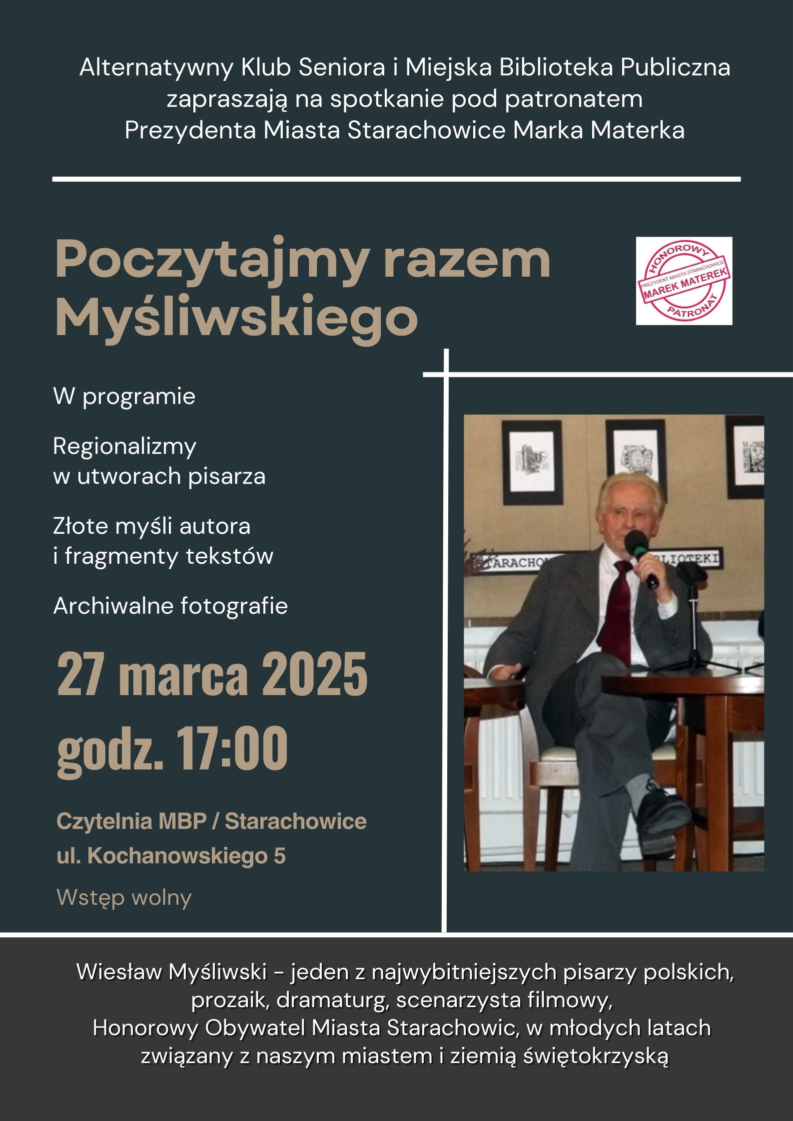 Poczytajmy razem Myśliwskiego - Radio Kielce