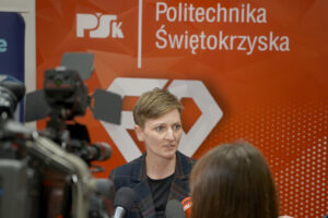 19.03.2025 Konferencja na Politechnice Świętokrzyskiej dot. budowy Centrum Zarządzania Kryzysowego. Na zdjęciu: prezydent Kielc Agata Wojda / Fot. Aleksandra Kwaśniewska - Radio Kielce