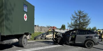 27.04.2025. Lechówek. Wypadek / Fot. Kielce i Okolice Wypadki i Kolizje 519619919 Pomoc Drogowa