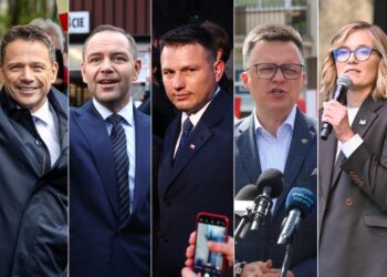 Na zdjęciu (od lewej): Rafał Trzaskowski, Karol Nawrocki, Sławomir Mentzen, Szymon Hołownia, Magdalena Biejat / Fot. PAP
