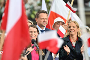 30.05.2025. Wybory prezydenta RP - kampania przed II turą. Wiec kandydata KO w II turze wyborów na fotel prezydenta RP Rafała Trzaskowskiego na Długim Targu w Gdańsku / Fot. PAP/Andrzej Jackowski