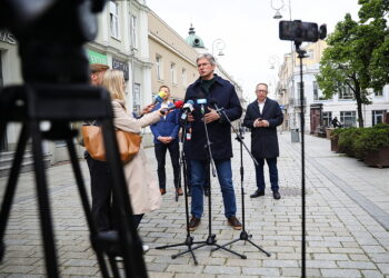 23.05.2025. Kielce. Konferencja prasowa Koalicji Obywatelskiej / Fot. Wiktor Taszłow - Radio Kielce