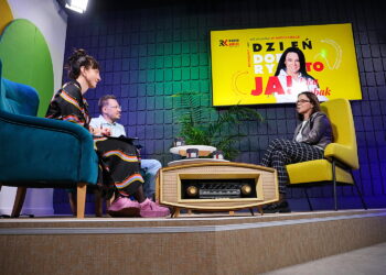 „Dzień Dobry, to Ja! Rozmowy inne niż wszystkie w Radiu Kielce”. Na zdjęciu (od lewej): Magda Galas-Klusek, Tomek Dudek, Ewa Robak / Fot. Wiktor Taszłow - Radio Kielce