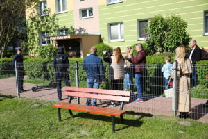 07.05.2025. Kielce. Zdjęcia z planu spotu edukacyjnego, jaki kieleckie starostwo powiatowe przygotowuje we współpracy z Komendą Miejską Policji w Kielcach / Fot. Wiktor Taszłow - Radio Kielce